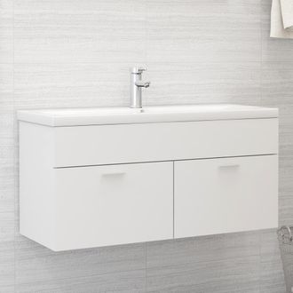 Berkfield Home Sink Cabinet with Built-in Basin White Engineered Wood