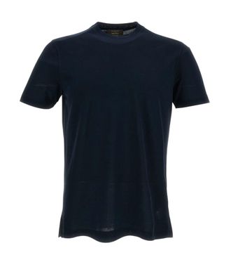 Zanone Blue Solid Crew Neck T-Shirt