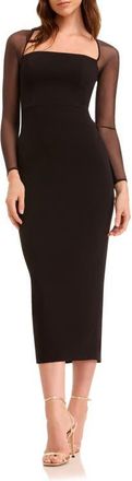 Dress The Population Maxine Long Sleeve Midi Dress in Black at Nordstrom, Size Medium