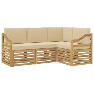 vidaXL Juegos De Sof&aacute;s 4 Pcs Y Beige 185,5 X 126,5 X 73 Cm Poli&eacute;ster Vidaxl