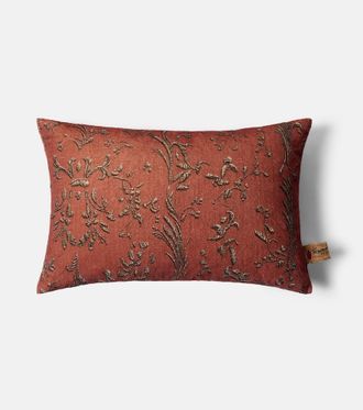 Lyria Cattleya cotton and linen velvet cushion