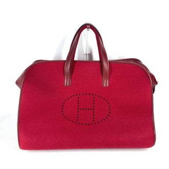 Herm&egrave;s Red Color Felt Leather Boston Bag (Pre-Owned)