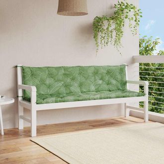 vidaXL Cojines Banco Jard&iacute;n 2 Uds Tela Estampado De Hojas 200x50x7 Cm Vidaxl