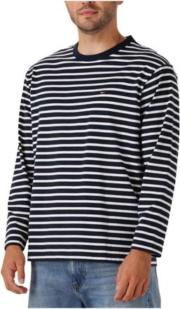 Tommy Jeans Breton Stripe Polo & T-shirt voor heren - Heren - Longsleeves - Blauw - S - Katoen - Tops