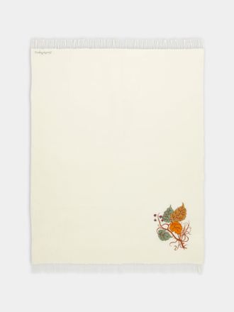 Loretta Caponi Autumn Hand-Embroidered Wool Blanket (63in/1.6m)