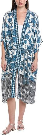 Echo Batik Linen-Blend Longline Duster