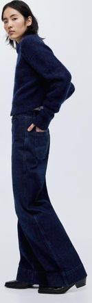 H&M Wide High Jeans in Dark Denim Blue at Nordstrom, Size 14
