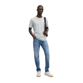 HUGO BOSS Oranje premium katoenen T-shirt voor heren (Lichtgrijs)