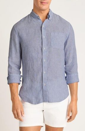 Bonobos Everyday Slim Fit Striped Linen Shirt in Blue Chelsea Stripe at Nordstrom, Size Xx-Large