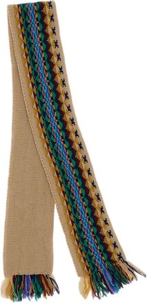 Dries Van Noten Tehila Graphic Wool Jacquard Fringed Scarf