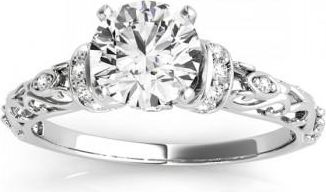 Allurez Lab Grown Diamond Antique Style Engagement Ring Setting Palladium (0.12ct)