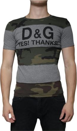 Dolce & Gabbana Camouflage Print Katoenen Crew Neck T-shirt - Heren - T-shirts - Veelkleurig - XS - Katoen - Tops