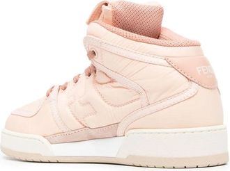 Fendi Womens Match Baguette Mid-Top Sneakers Pink Rubber Sole