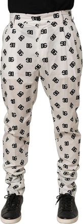 Dolce & Gabbana Mens Logo-Print Cotton Trousers White