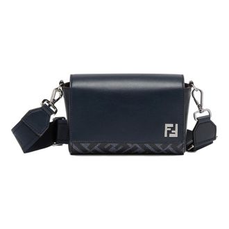 Fendi Cross Body Bags, male, Blue, ONE SIZE, Squared FF Compact Bag