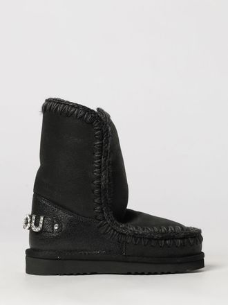 Mou Eskimo Nubuck Ankle Boots with Rhinestone Logo and Exposed Stitching