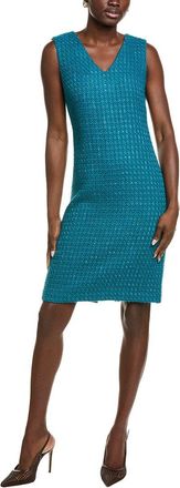 St. John Boucle Window Pane Wool-Blend Sheath Dress