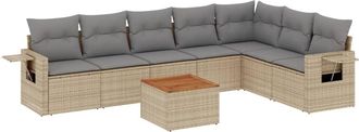 vidaXL Juego De Sof&aacute;s Jard&iacute;n Con Cojines Beige Mezcla 8 Pzas Rat&aacute;n Pe Vidaxl
