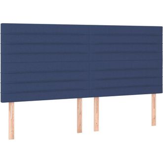 vidaXL Cabecero Con Luces Led Tela Azul 180x5x118/128 Cm Vidaxl