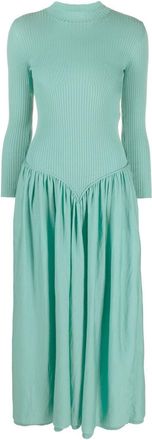 Stella McCartney ribbed wool midi dress - women - Virgin Wool - 42 - Green