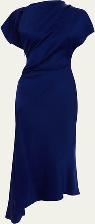 Victoria Beckham Asymmetric Twist Satin Midi Dress