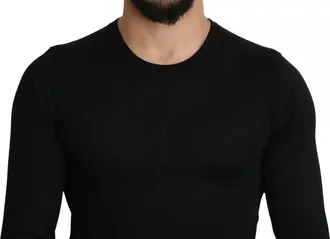 Dolce & Gabbana Black Cashmere Crewneck Pullover Mens Sweater (Pre-Owned)