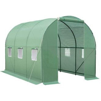 TecTake Invernadero tipo t&uacute;nel con 6 ventanas, 11,4 m&sup3;, 343x200x200 cm, verde