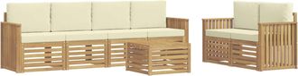 vidaXL Conjunto De Sof&aacute;s De Exterior 7 Uds. Blanco Y Crema Poli&eacute;ster Vidaxl