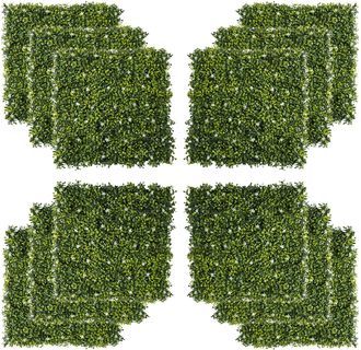 OUTSUNNY 12PCS 50cm x 50cm Artificial Boxwood Panel Milan Grass with Flowers | TJ Hughes