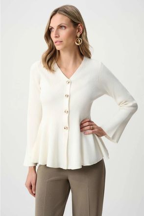 Joseph Ribkoff Cotton Knit Fit And Flare Peplum Cardigan in Winer White at Nordstrom, Size X-Small