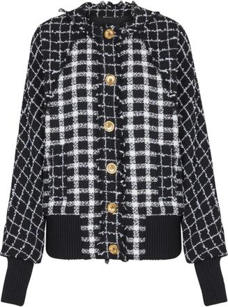 Balmain Oversized Bomberjack in gemengd tweed - Dames - Blazers - Zwart - M - Tweed - Jassen