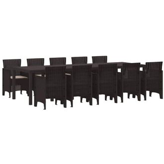 vidaXL Conjunto De Comedor De Jard&iacute;n 11 Pcs Marr&oacute;n Y Topo Polirat&aacute;n Vidaxl