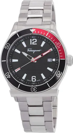 Ferragamo 1898 Sport Quartz Black Dial Coke Bezel Mens Watch SFYK00620