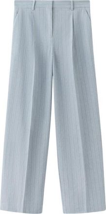 Mango Pleated Pinstripe Suit Pants in Blue at Nordstrom, Size 2