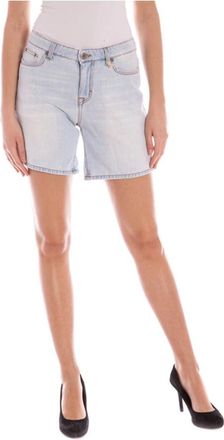 GANT Elegant Tailored Cotton Shorts - Dames - Denim shorts - Blauw - W27 - Katoen - Korte Broeken