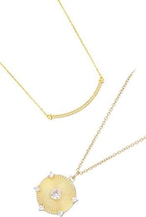 Adornia Set of Freshwater Pearl Curved Bar & Pendant Necklaces in Gold at Nordstrom Rack
