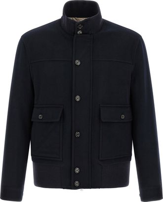 Lardini Blue Virgin Wool Full-Length Mens Jacket