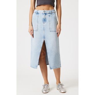 Mavi Savina Denim Utility Midi Skirt in Bleached Well Blue at Nordstrom, Size X-Small