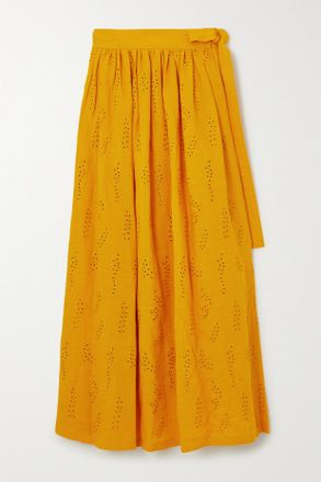 Chlo&eacute; + Eres Gonna Midi In Pizzo Sangallo Di Lino Paloma - Giallo