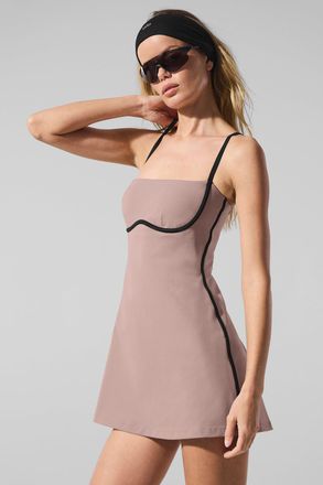 Alo | Airbrush Streamlined Dress in Taupe/Black Beige, Size: Small