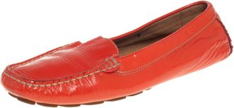 Ferragamo Orange Patent Leather Slip On Loafers