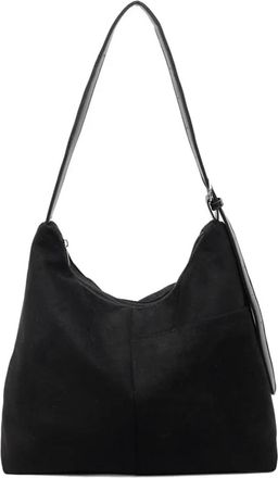 Generic Versatile Crossbody Bags Women Fashion Suede Large Capacity Shoulder Bag Trendy Tote Textured Casual Storage(Black)