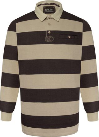 KAM Jeanswear Mens Long Sleeve Stripe Rugby Polo Shirt - Yellow - 5XL