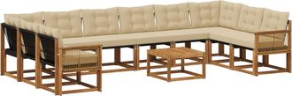 vidaXL Conjunto De Sof&aacute;s De Exterior 11 Uds. Natural Y Beige Vidaxl