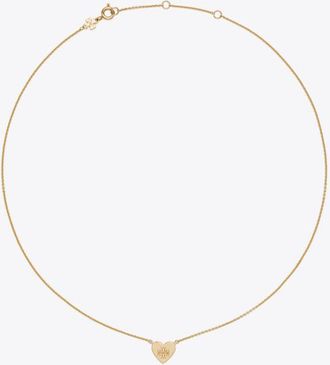 Tory Burch Womens Forget Me Not Heart Pendant Necklace, One Size