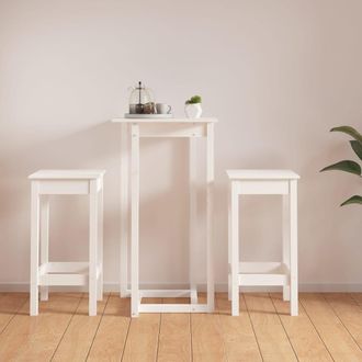 vidaXL Set De Bar 3 Piezas Madera Maciza De Pino Blanco Vidaxl