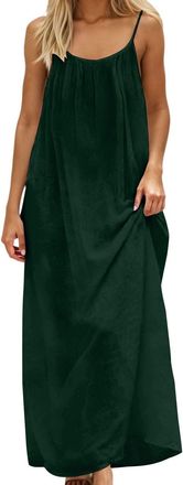 Generic Backless Dress Summer Dresses for Women Fashion Casual Flowy Backless Cami Dress Holiday Sleeveless Cosy Maxi Sundress Beach Plus Size Spaghetti Strap