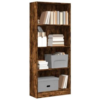 vidaXL Bookcase Smoked Oak 60x24x143 cm Engineered Wood Vidaxl