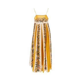 Farm Rio Poplin long dress with floral motif Woman M