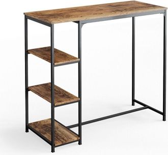 Vicco Mesa De Bar Fyrk, Madera Antigua, 120 X 50 Cm Con Estantes, Vicco